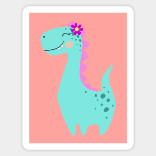 Cute Dinosaur Baby Girl Sticker